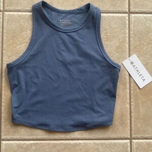 Athleta Transcend Ribbed Cropped Tank, Blue Size Small